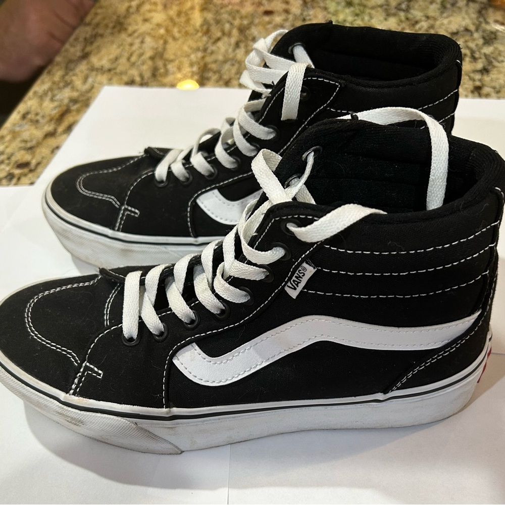 Vans Black and White High-Top Sneakers